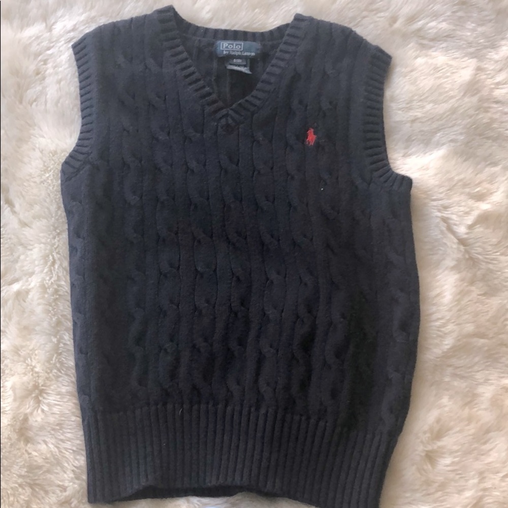 Boys navy POLO RL sweater vest, Sz 8